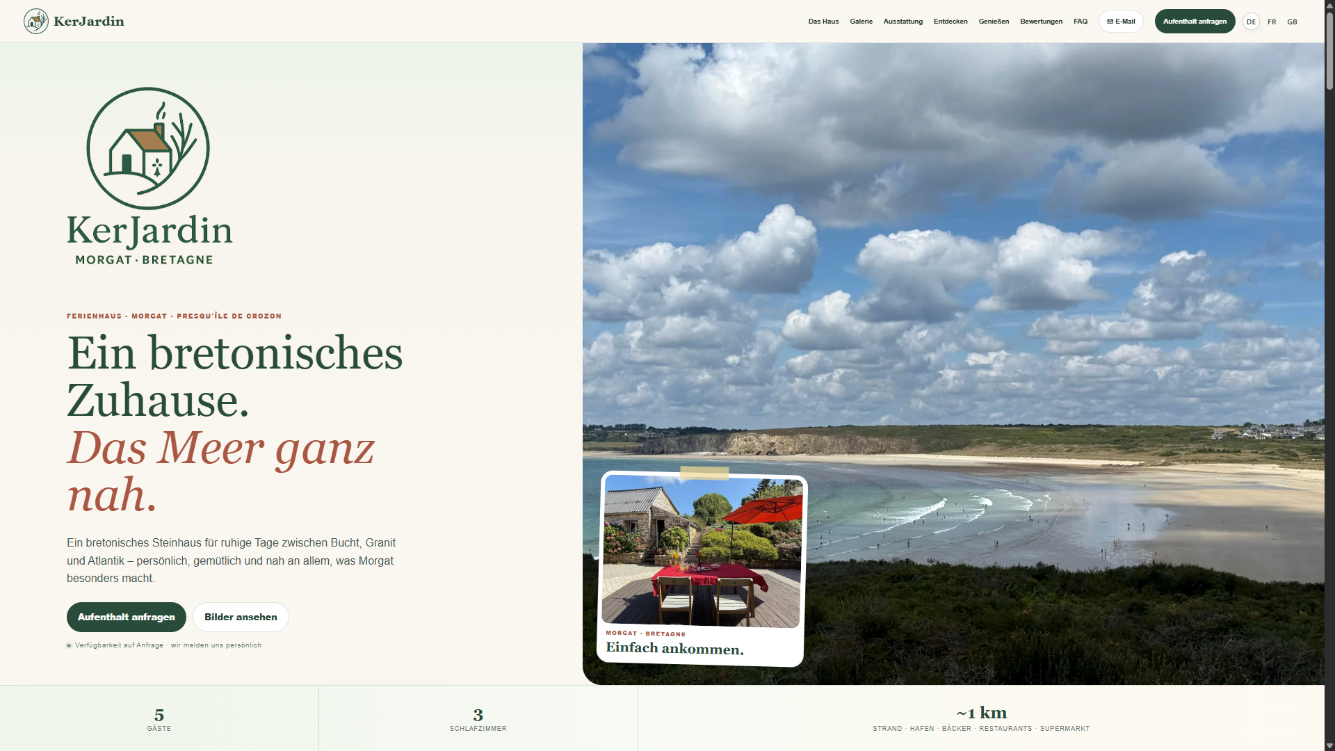 Live-Ansicht der aktuellen KerJardin-Website auf dem Desktop